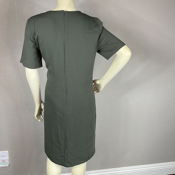 Ann Taylor Green Shift T Shirt Dress with Blue Side Stripe Lagenlook Sz 10 - Picture 7 of 13